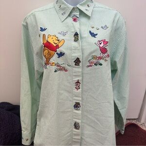 VINTAGE Winnie the Pooh 100% cotton Embroidered Button Up